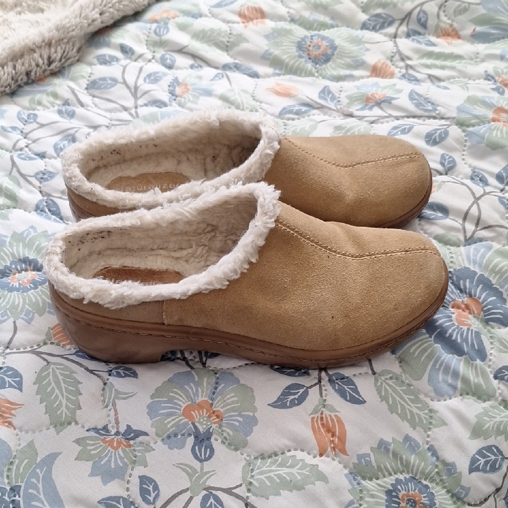Naturalizer Tan Women's Mules with Faux Fur Lining